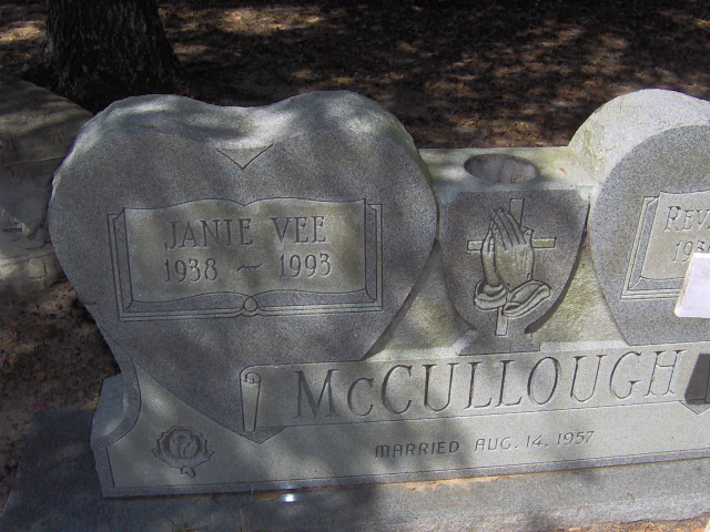 Headstone for McCullough, Janie Vee
